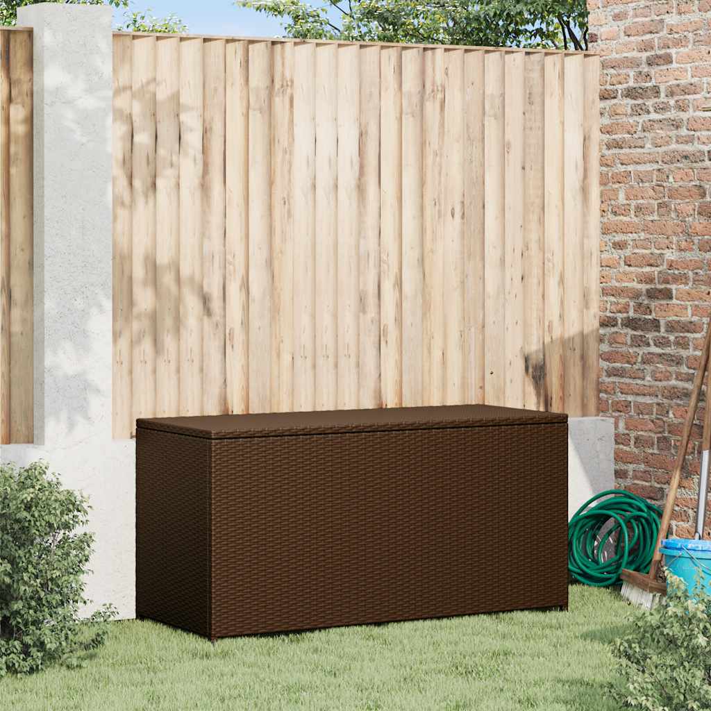 udendørs opbevaringkasse brun 120x50x60 cm polyrattan