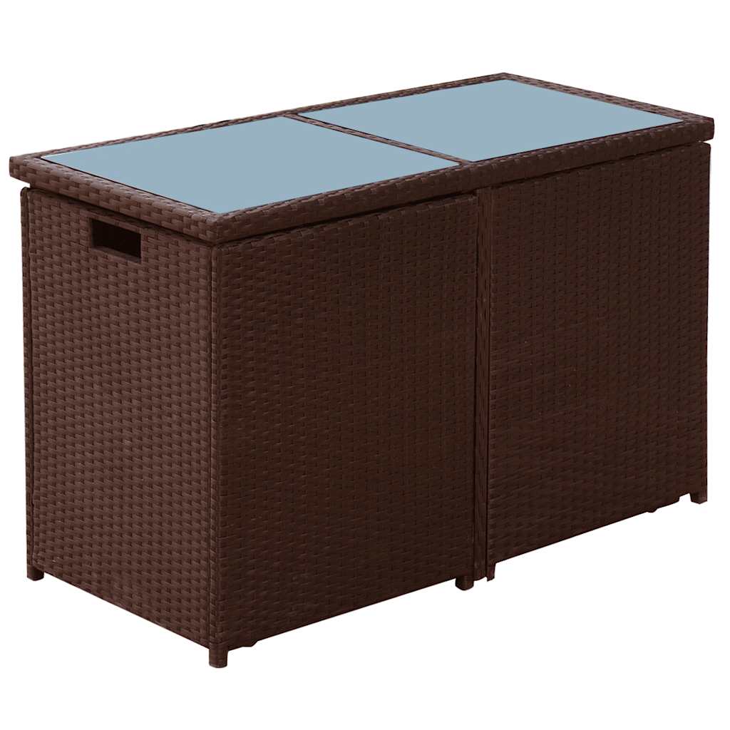 bistrosæt 3 dele med hynder polyrattan brun