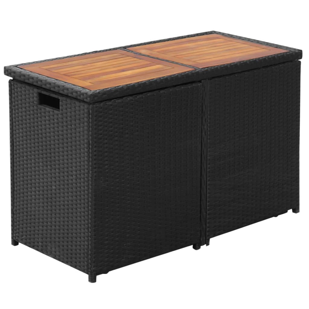 bistrosæt 3 dele med hynder polyrattan sort