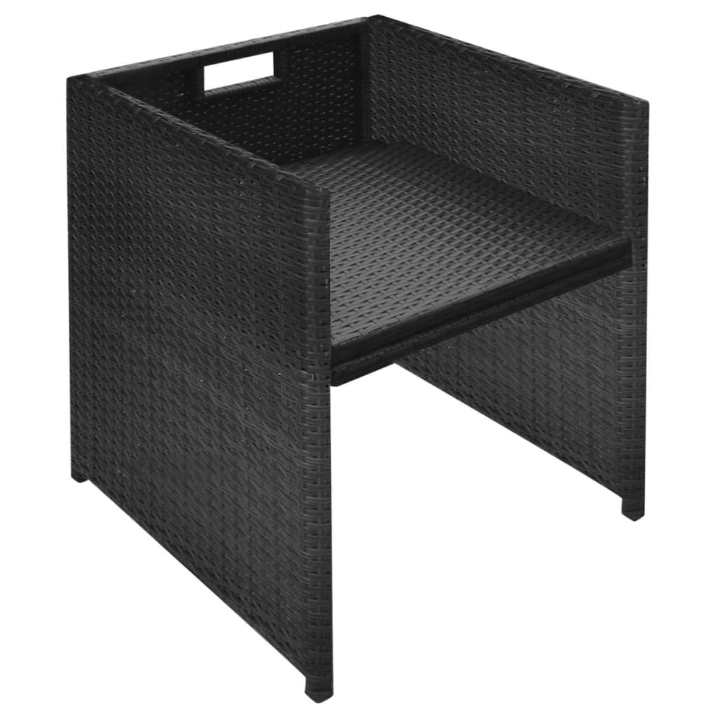 bistrosæt 3 dele med hynder polyrattan sort