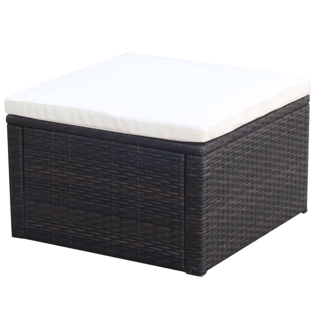 fodskammel ottoman i polyrattan 53 x 53 x 30 cm brun