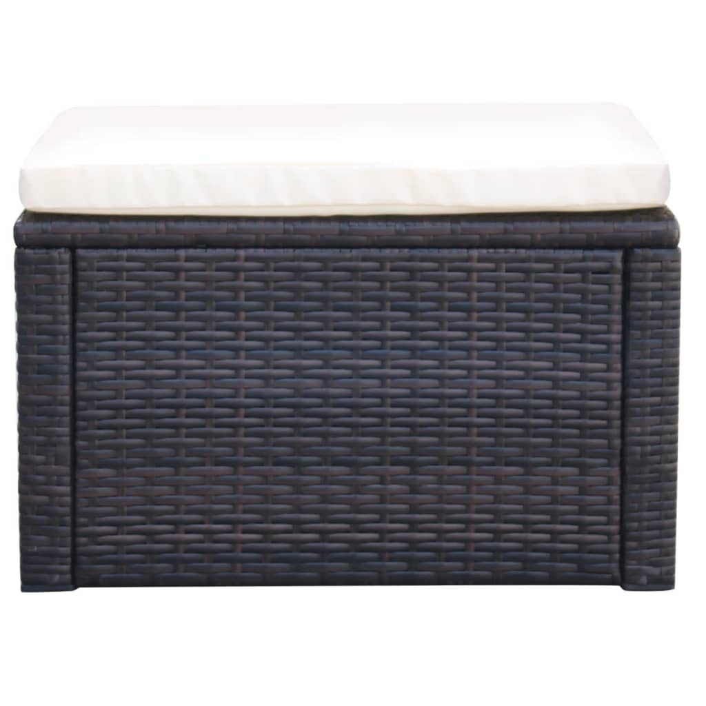 fodskammel ottoman i polyrattan 53 x 53 x 30 cm brun