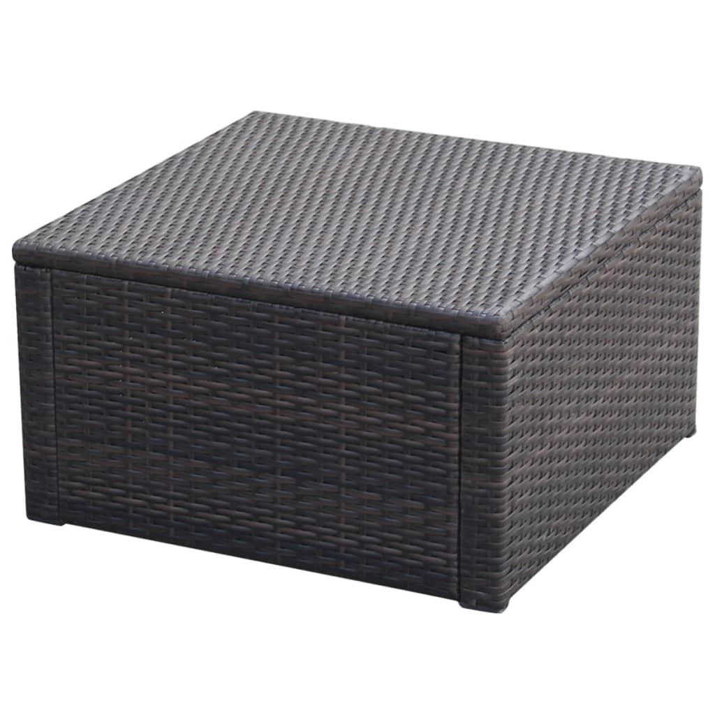 fodskammel ottoman i polyrattan 53 x 53 x 30 cm brun