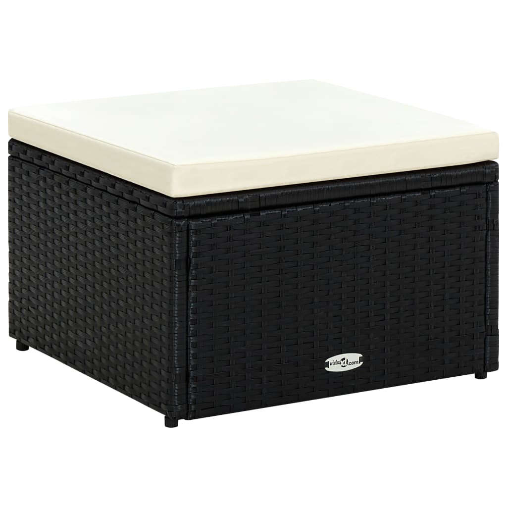 fodskammel ottoman i polyrattan 53 x 53 x 30 cm sort