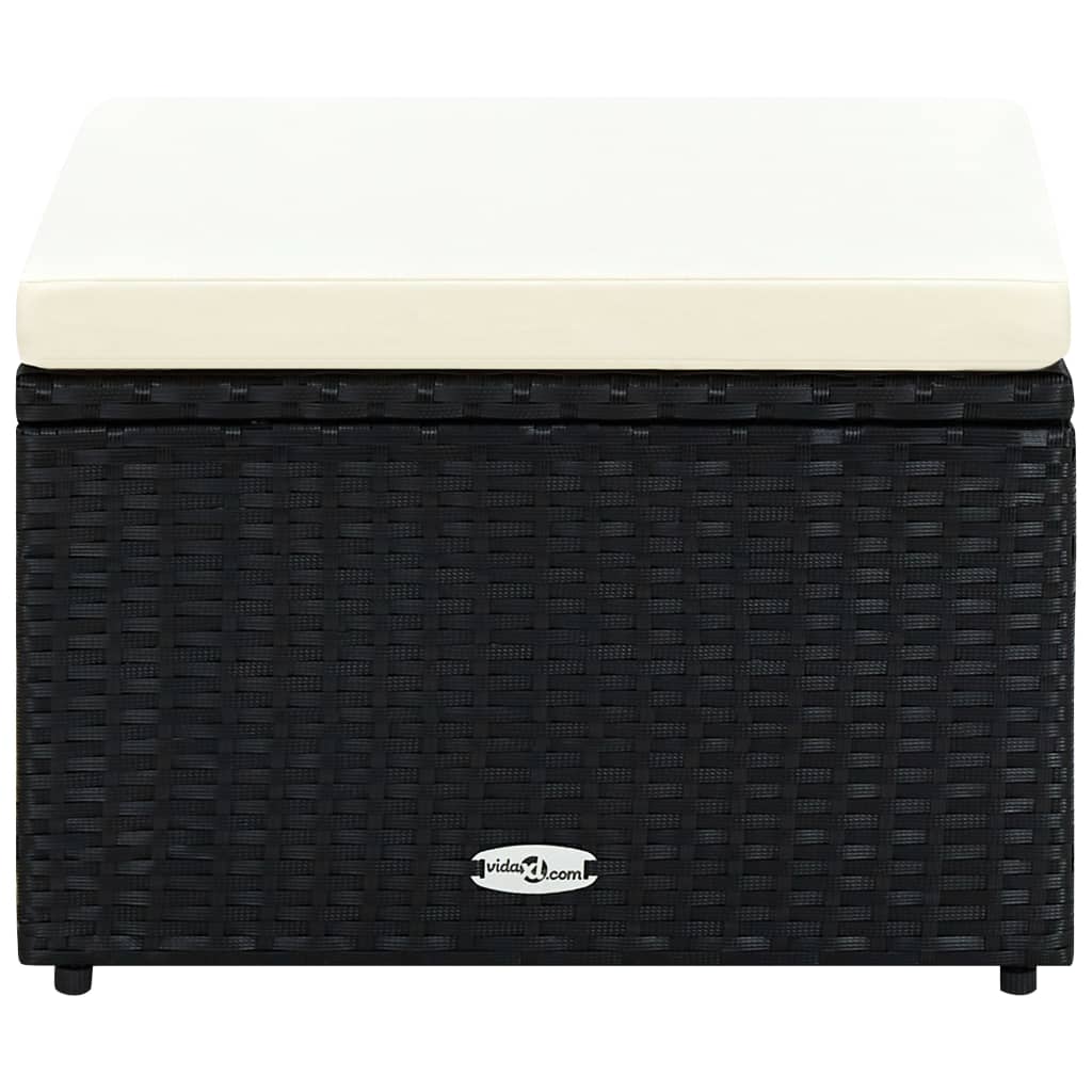 fodskammel ottoman i polyrattan 53 x 53 x 30 cm sort