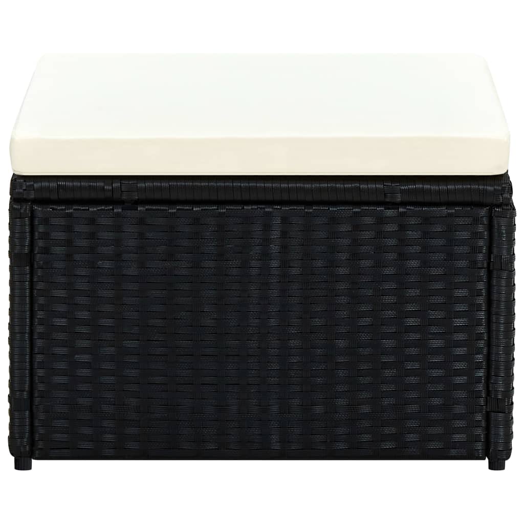fodskammel ottoman i polyrattan 53 x 53 x 30 cm sort