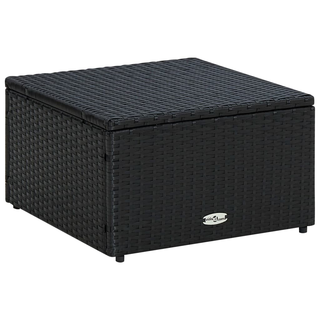 fodskammel ottoman i polyrattan 53 x 53 x 30 cm sort