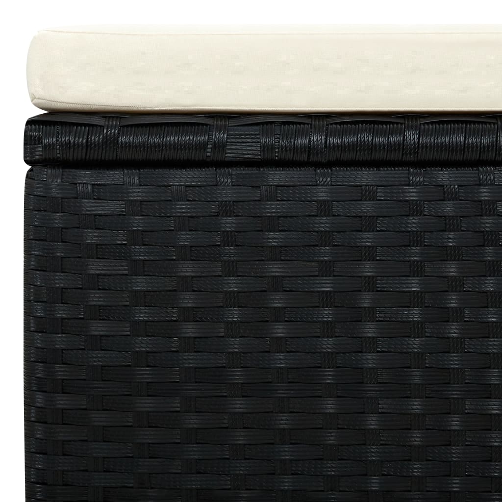 fodskammel ottoman i polyrattan 53 x 53 x 30 cm sort