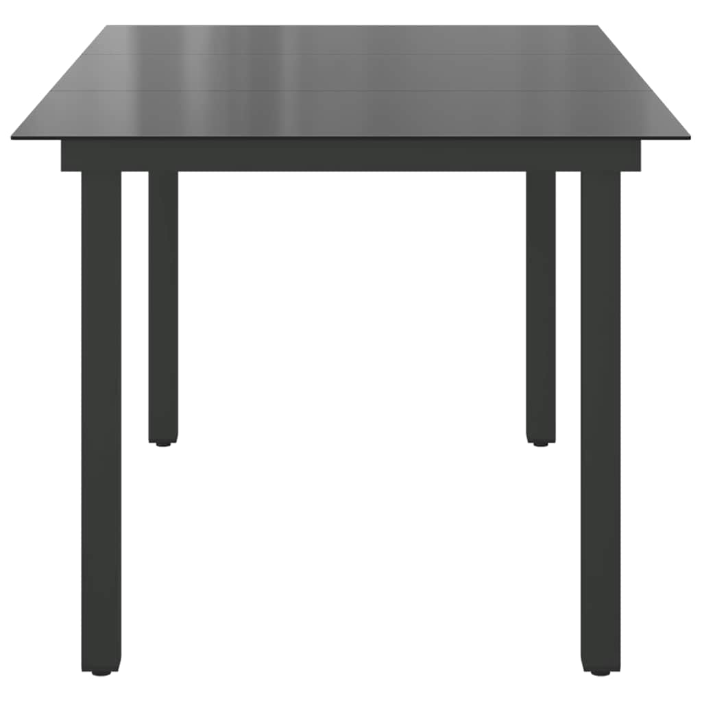 havebord 150x90x74 cm aluminium og glas sort