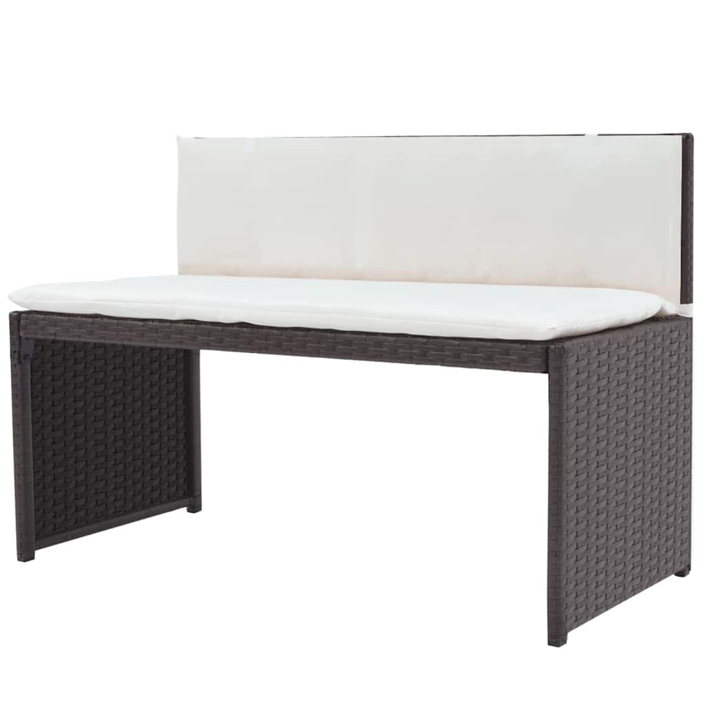 foldbart udendørs spisebordssæt 5 dele stål polyrattan brun