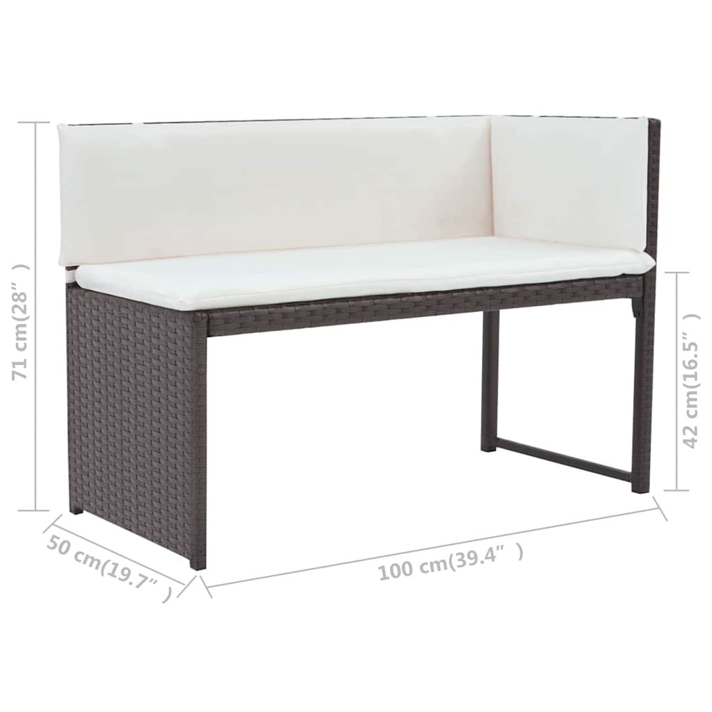 foldbart udendørs spisebordssæt 5 dele stål polyrattan brun