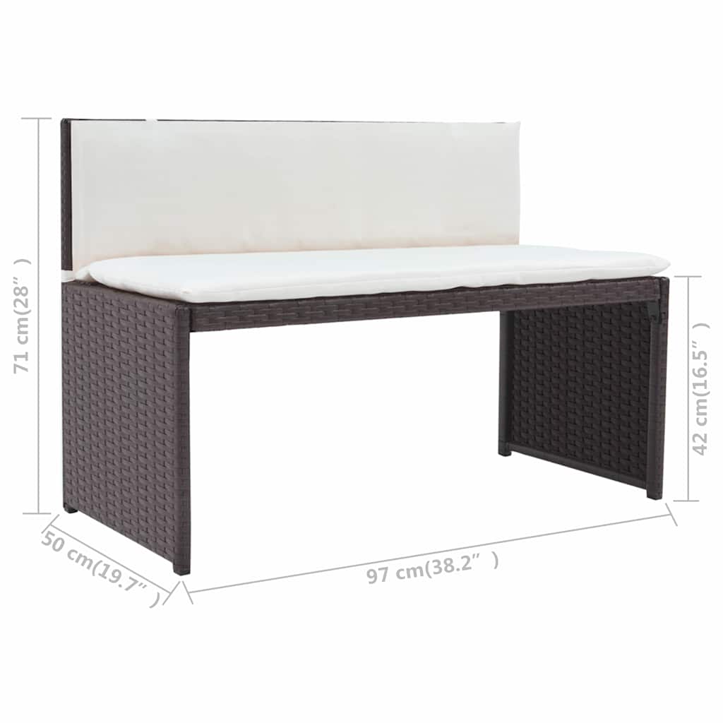 foldbart udendørs spisebordssæt 5 dele stål polyrattan brun