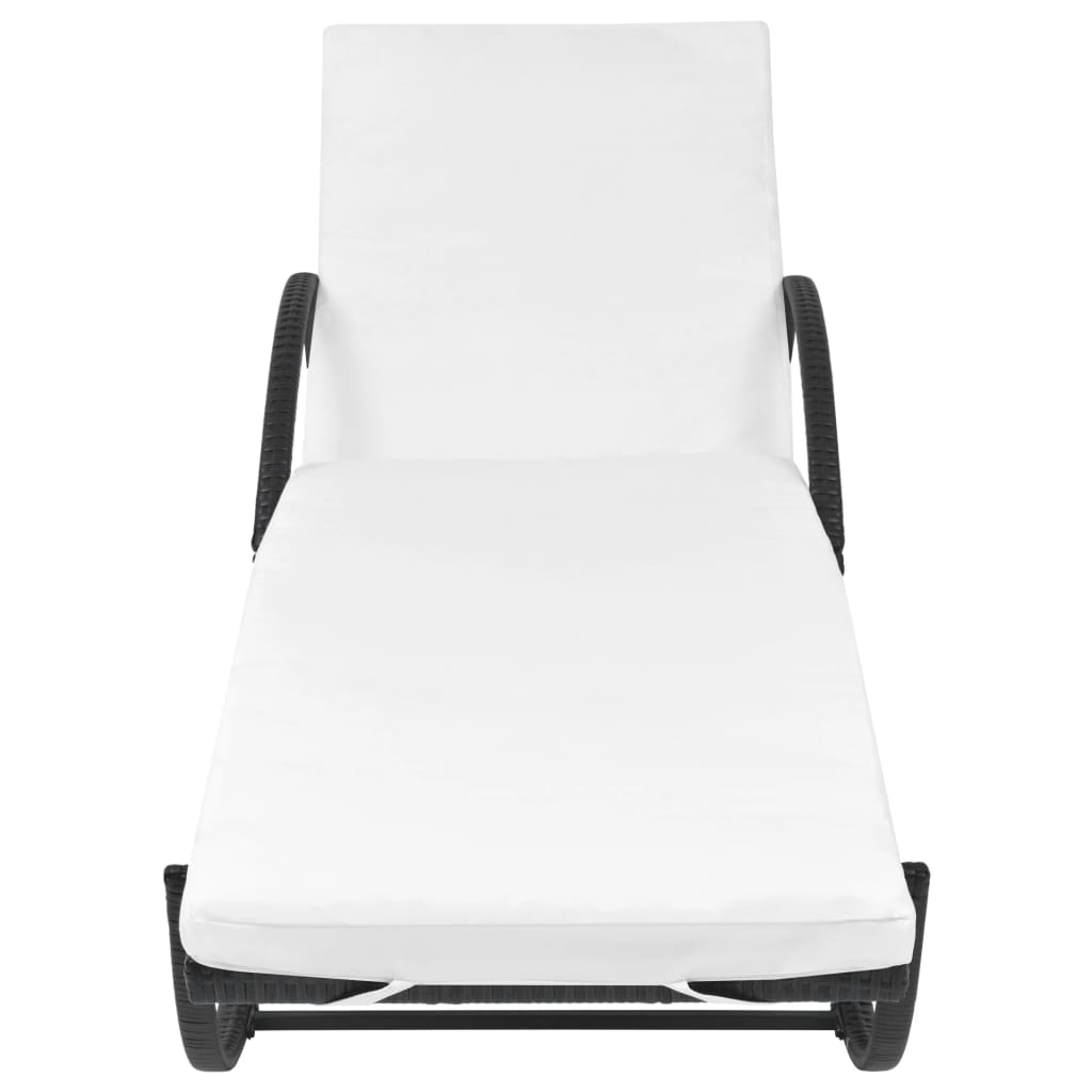 liggestol med hynde polyrattan sort