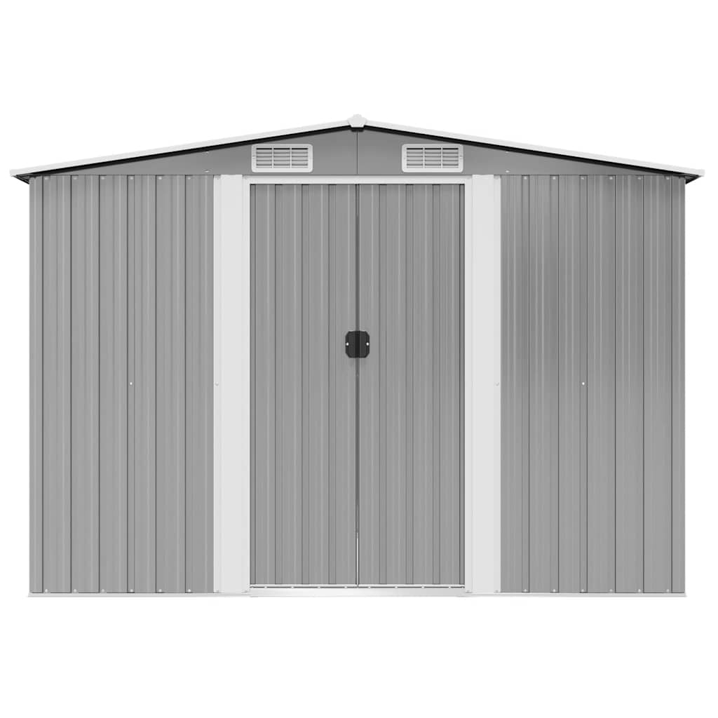 opbevaringsskur til haven 257x205x178 cm metal grå