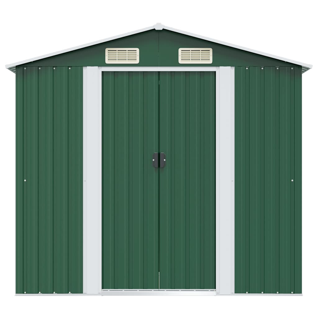 opbevaringsskur til haven 204x132x186 cm metal grøn