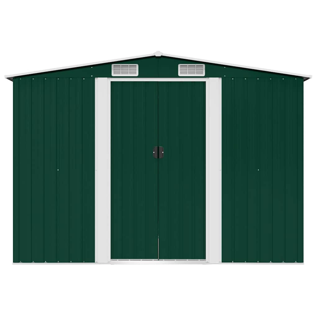 opbevaringsskur til haven 257x205x178 cm metal grøn