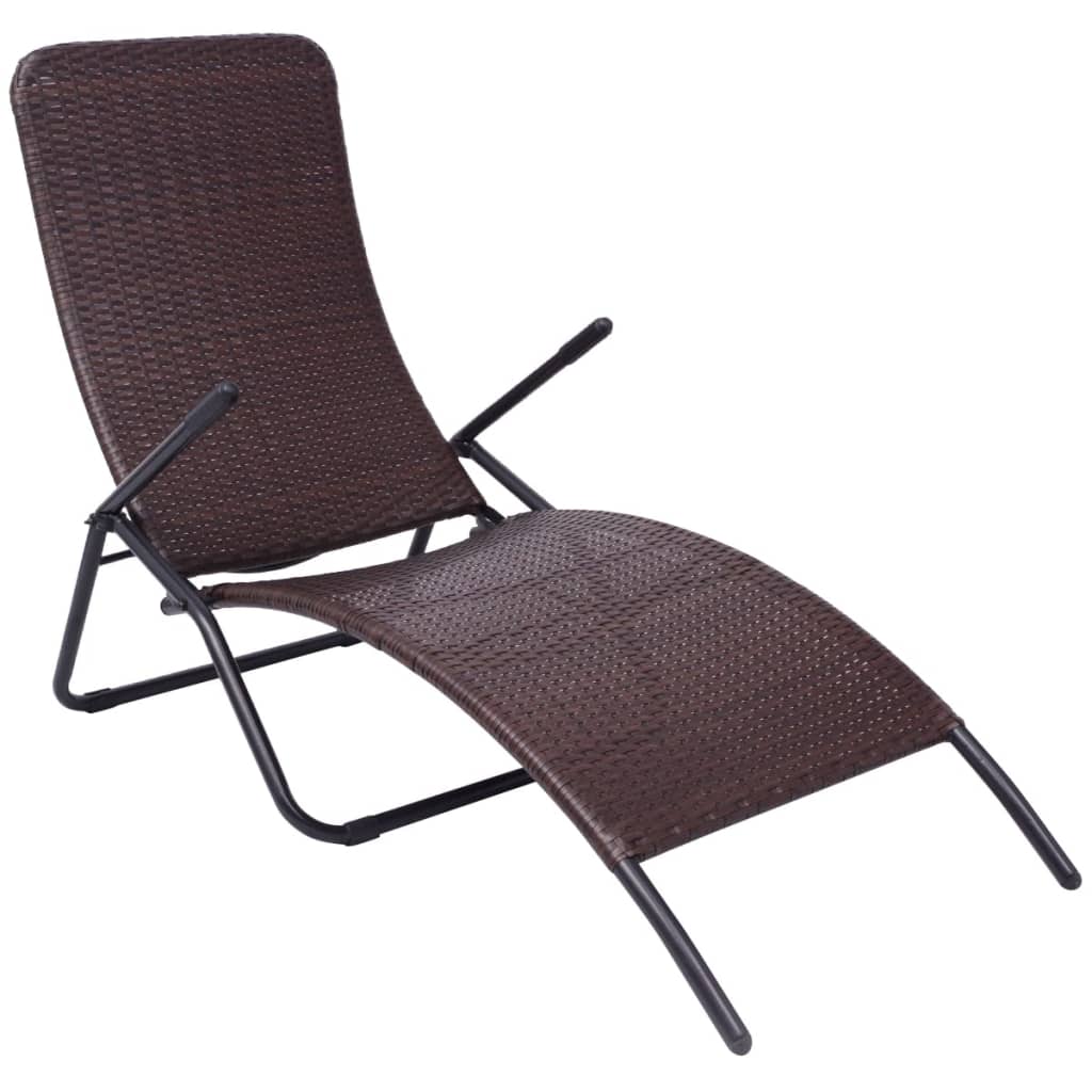 liggestol foldbar polyrattan brun