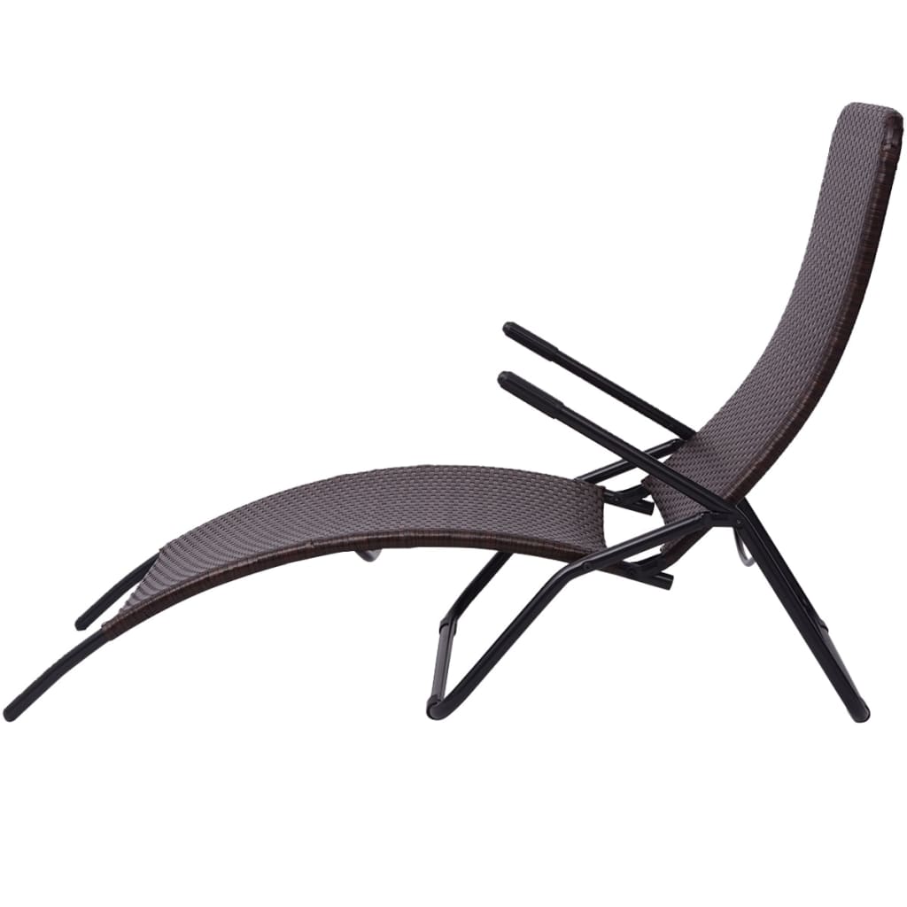 liggestol foldbar polyrattan brun