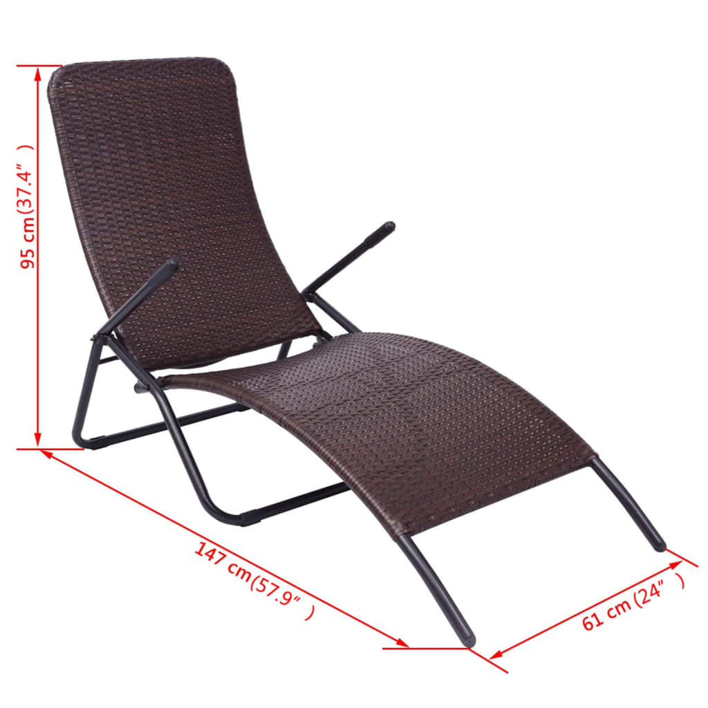 liggestol foldbar polyrattan brun