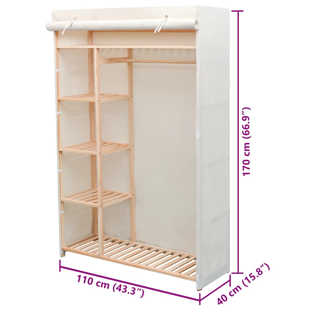 garderobe stof og fyrretræ 110 x 40 x 170 cm