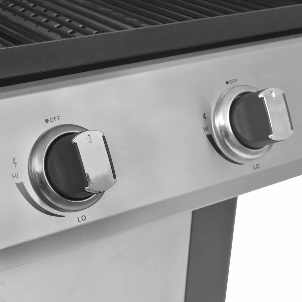 Gasgrill med hjul med dør Sølv Stål med metal slange