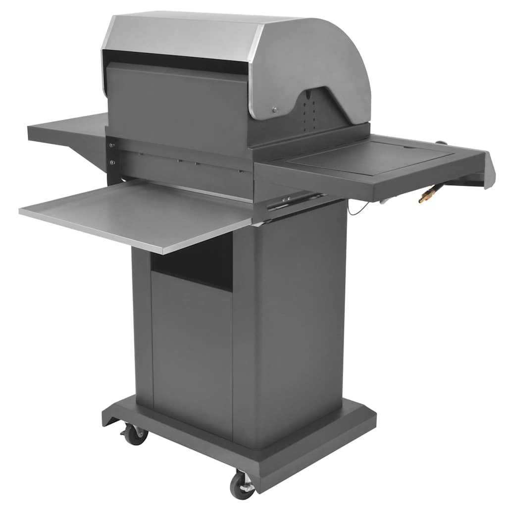 Gasgrill med hjul med dør Sølv Stål med metal slange