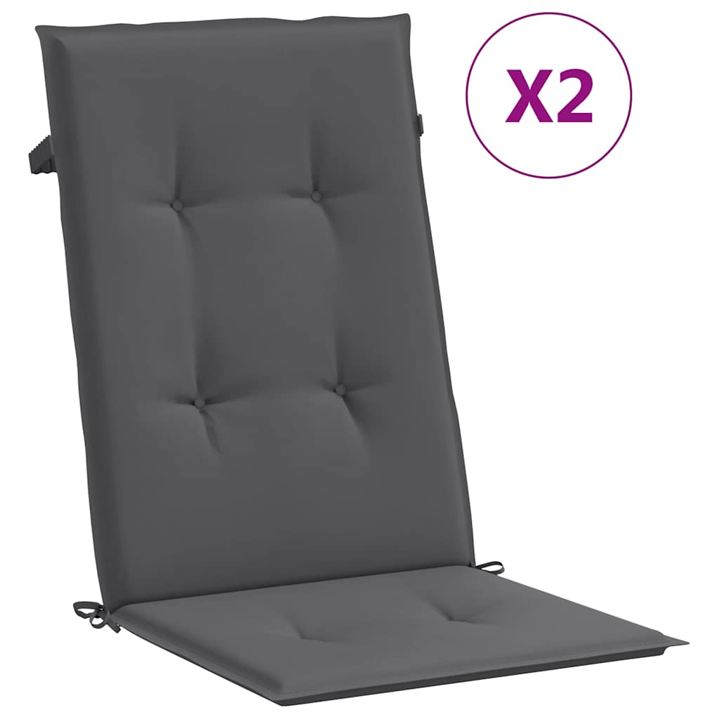 stolehynder m. høj ryg 2 stk. 120x50x2 cm stof antracit