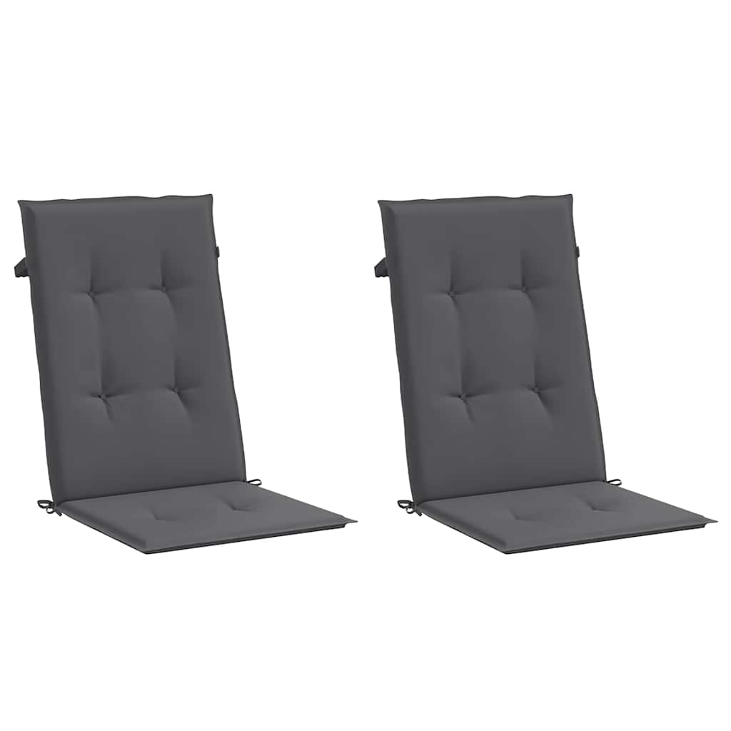 stolehynder m. høj ryg 2 stk. 120x50x2 cm stof antracit