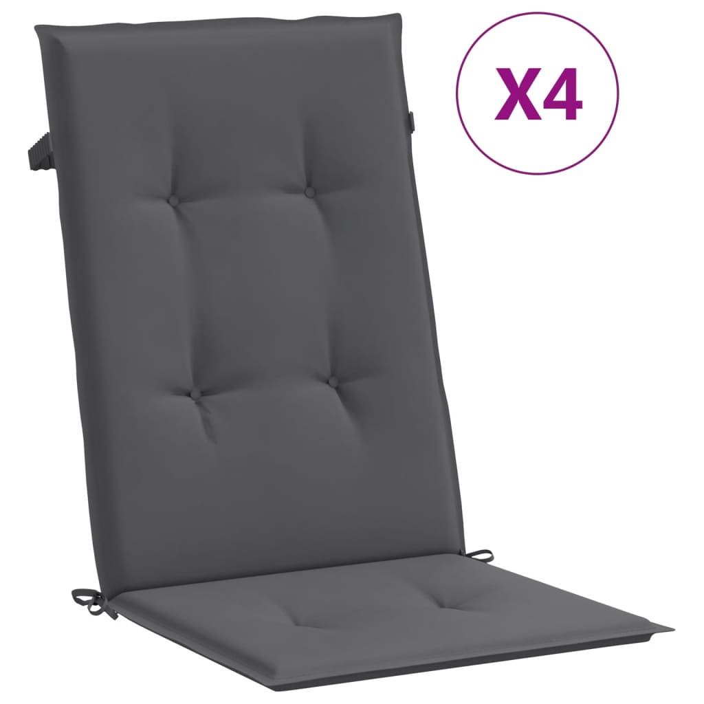 stolehynder m. høj ryg 4 stk. 120x50x3 cm stof antracit