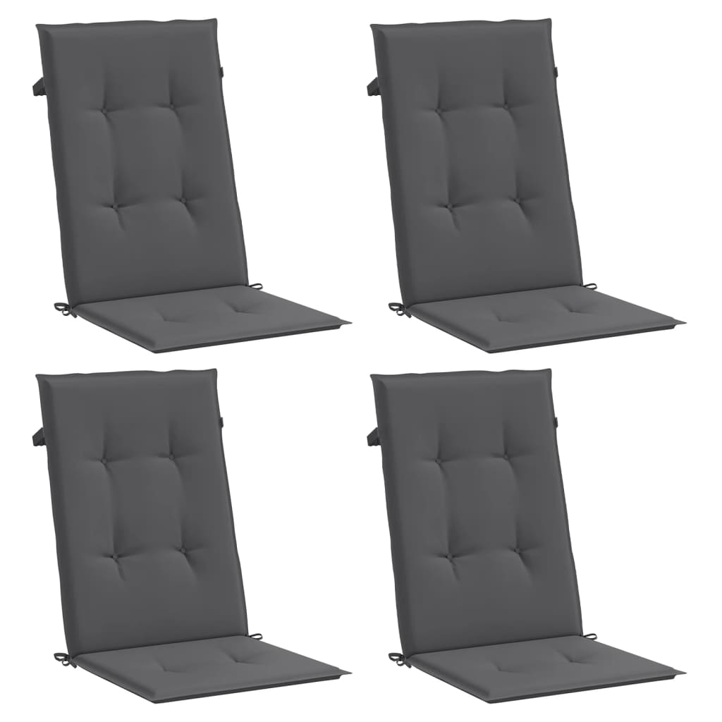 stolehynder m. høj ryg 4 stk. 120x50x3 cm stof antracit