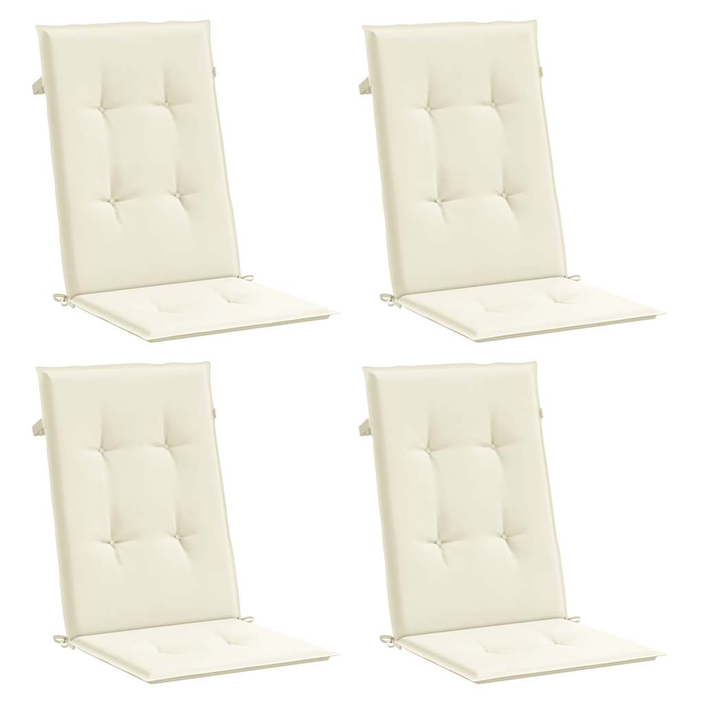 stolehynder m. høj ryg 4 stk. 120x50x2 cm stof cremefarvet