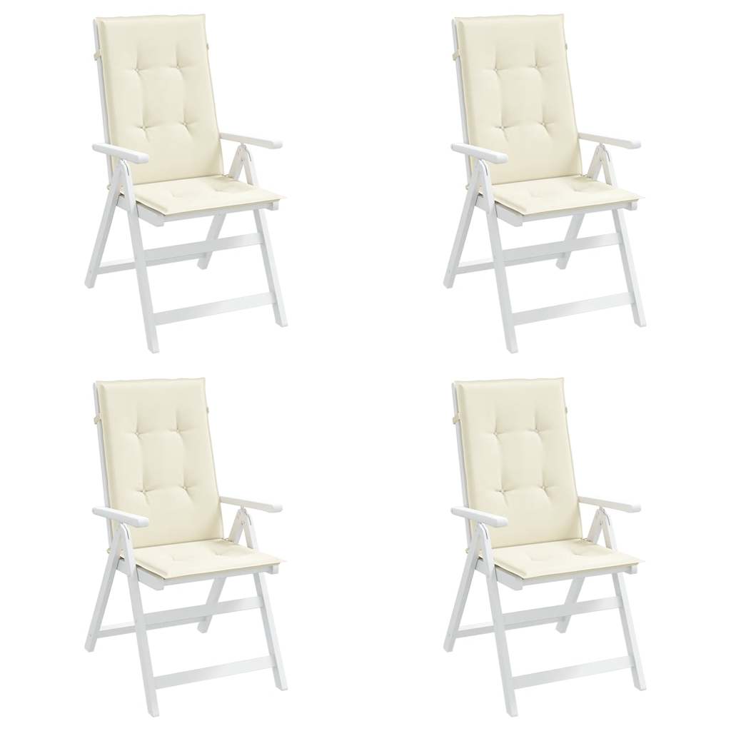stolehynder m. høj ryg 4 stk. 120x50x2 cm stof cremefarvet