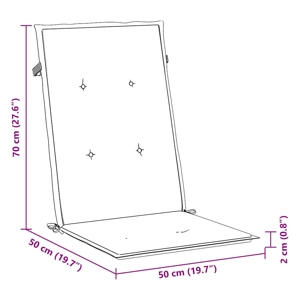 stolehynder m. høj ryg 4 stk. 120x50x2 cm stof cremefarvet