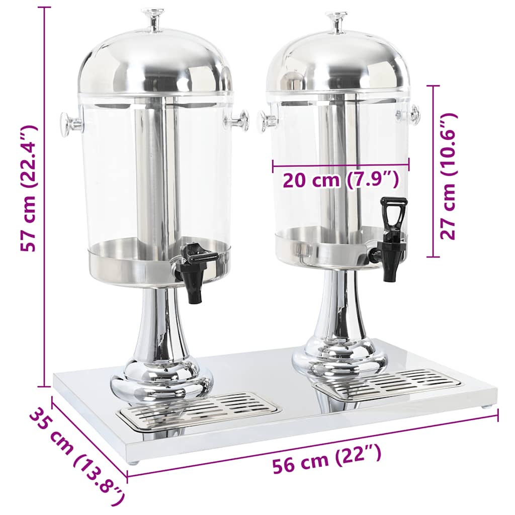 dobbeltjuicedispenser rustfrit stål 2 x 8 l