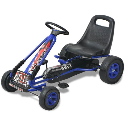 pedal-gokart med justerbart sæde blå