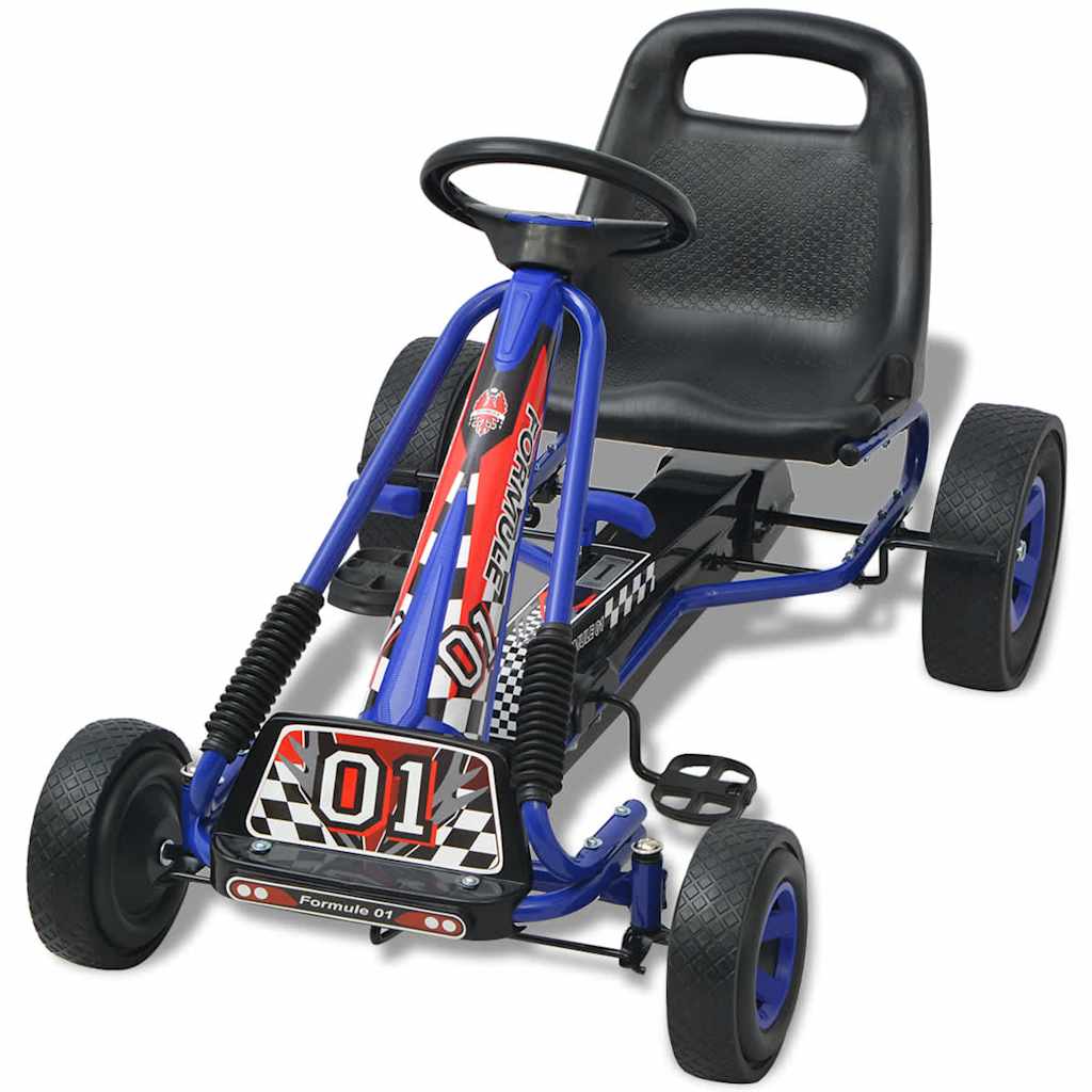 pedal-gokart med justerbart sæde blå