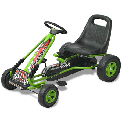 pedal-gokart med justerbart sæde grøn