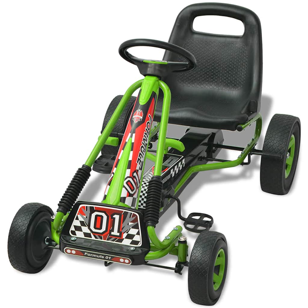 pedal-gokart med justerbart sæde grøn