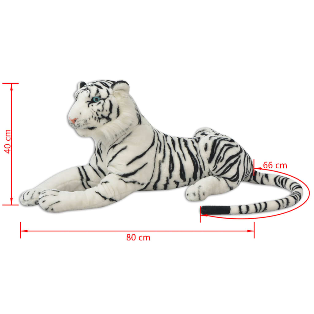 tøjdyr tiger XXL plysstof hvid