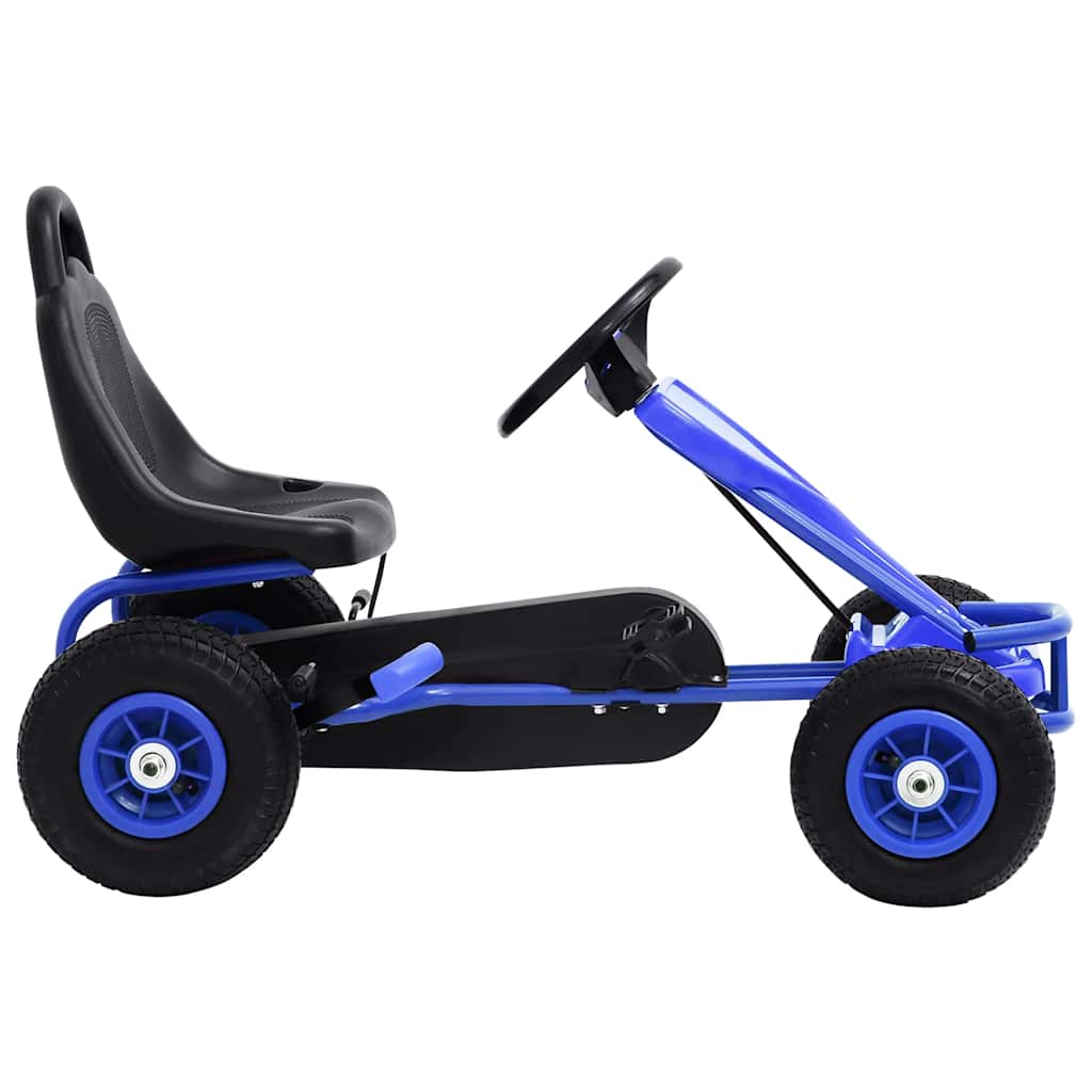 pedal-gokart med pneumatiske dæk blå
