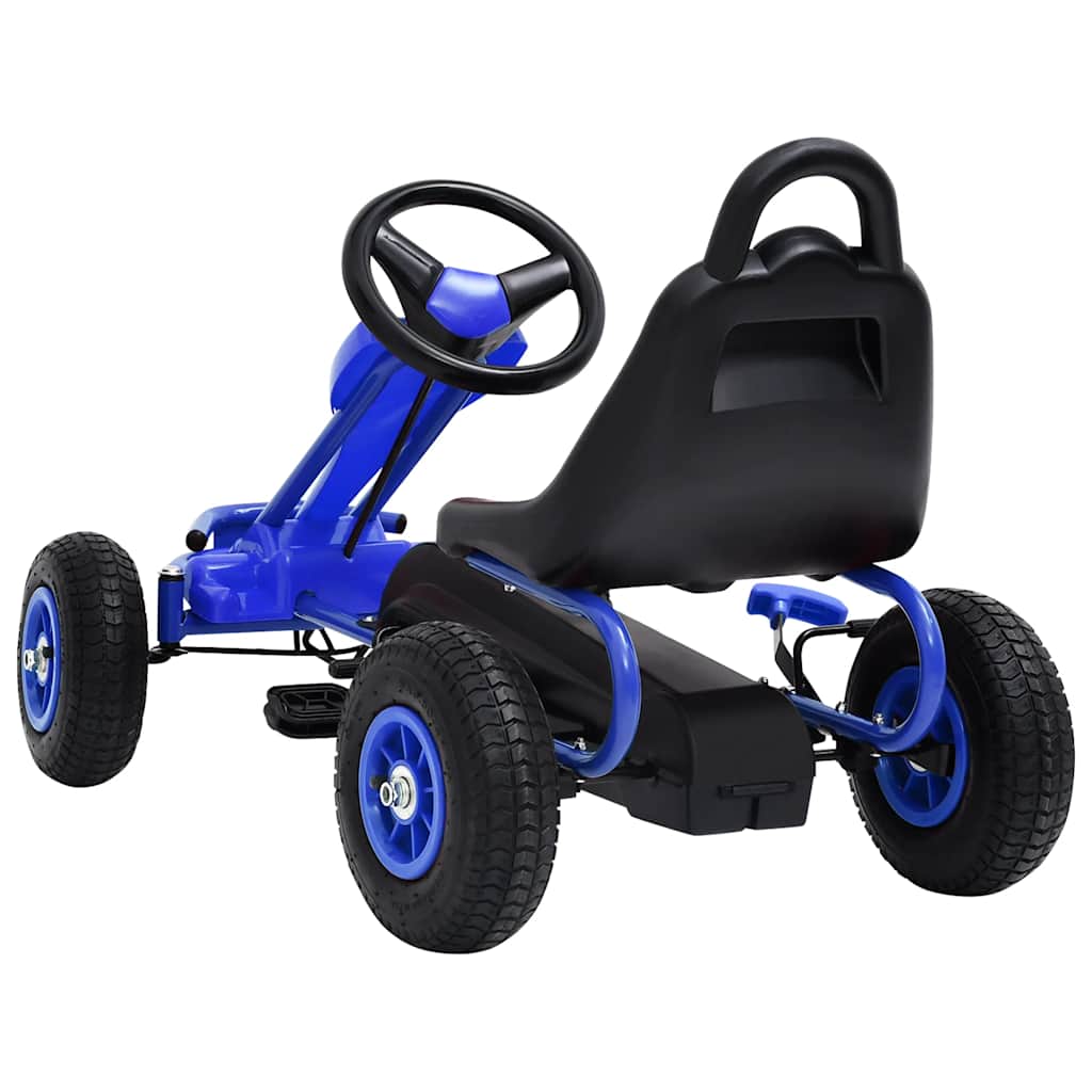 pedal-gokart med pneumatiske dæk blå