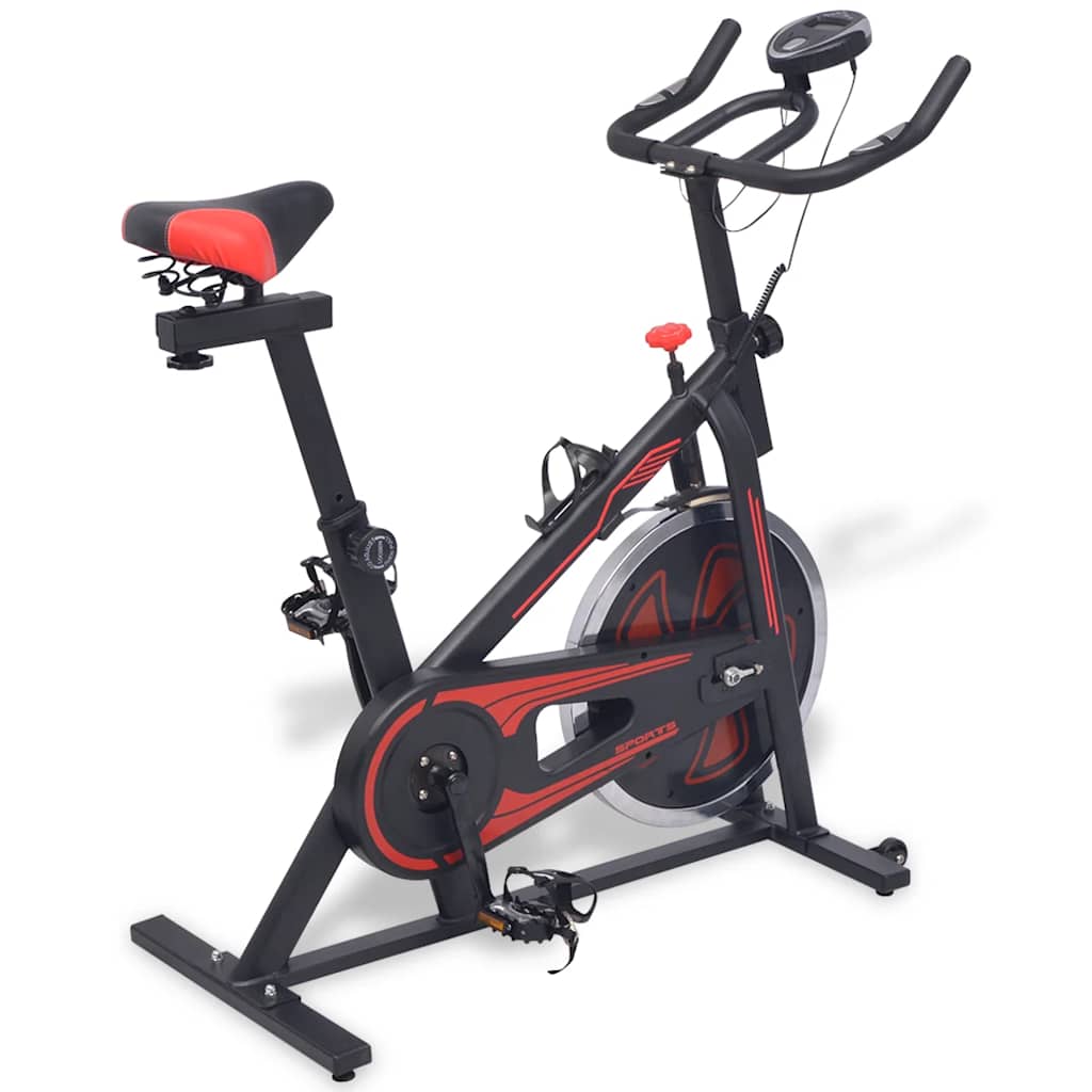 motionscykel med pulssensor sort og rød
