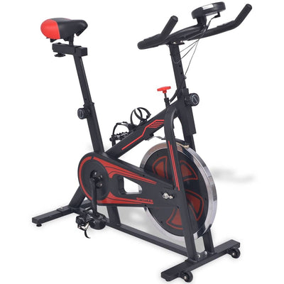 motionscykel med pulssensor sort og rød