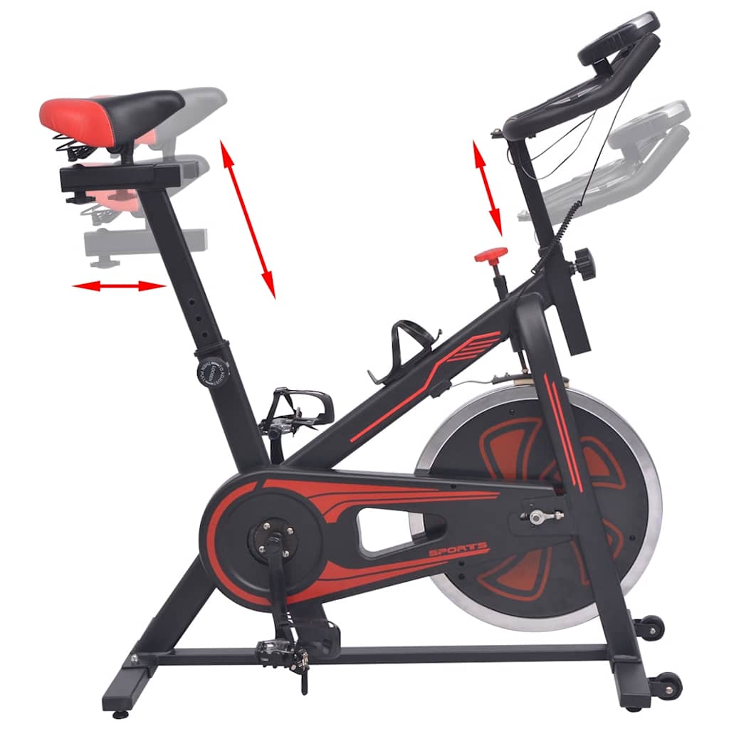 motionscykel med pulssensor sort og rød