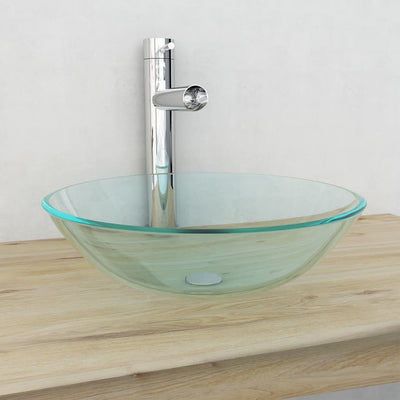 håndvask i hærdet glas 42 cm transparent