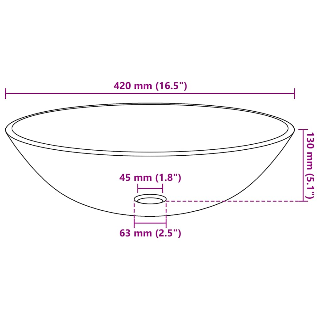 håndvask hærdet glas 42 cm guldfarvet