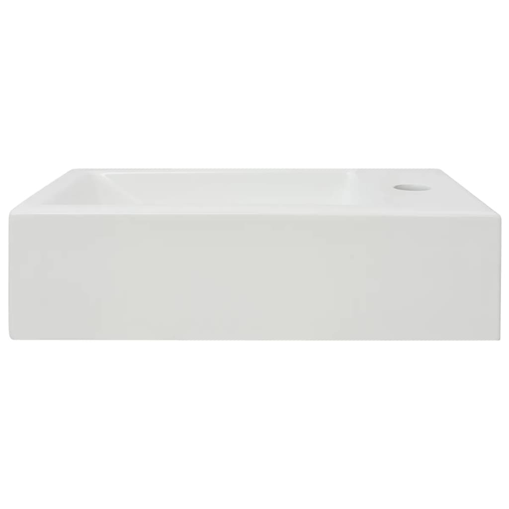 rektangulær håndvask med hul til vandhane keramik 46x25,5x12 cm hvid