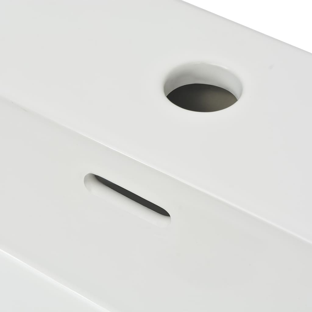 håndvask med hul til vandhane keramik 51,5x38,5x15 cm hvid