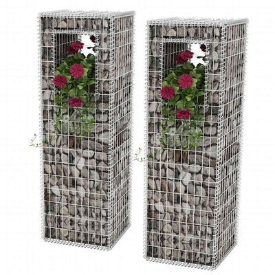 gabionkurv/plantekasse 2 stk. stål 50 x 50 x 160 cm