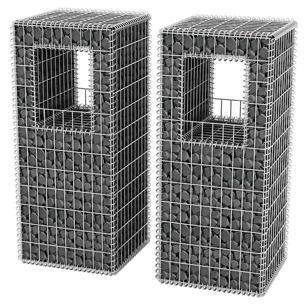 gabionkurv/plantekasser 2 stk. stål 50 x 50 x 120 cm
